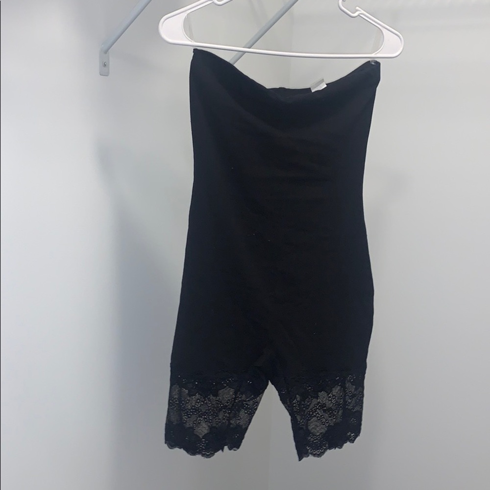 Sexy strapless unitard romper with lace